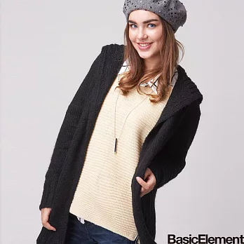 【BasicElement】女款長版毛衣外套S黑色