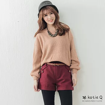 【KatieQ】圓領低肩針織毛衣(3色)-FREEFREE杏