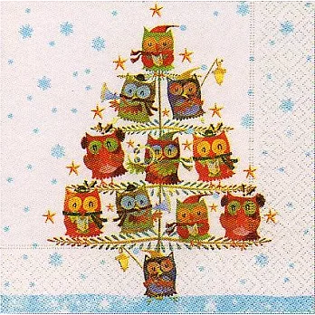 《Paper+Design》餐巾紙-Xmas owl tree耶誕貓頭鷹樹