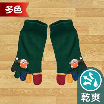 蒂巴蕾TOE SOCKS乾爽五指短襪-汪星人K書中青綠