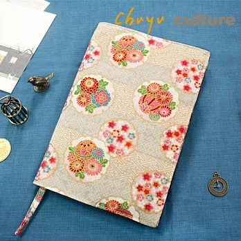 珠友 限量版 A5/25K多功能書衣/書皮/書套-可調式棉布A花簇/銀