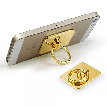 手機專用 360度旋轉金屬鏡面指環支架金色