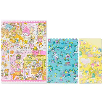 《Sanrio》SANRIO繽紛包裝紙系列文件夾組(一組3個入)