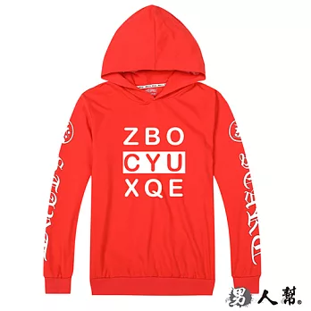印字連帽長袖T恤(T5799)3XL紅