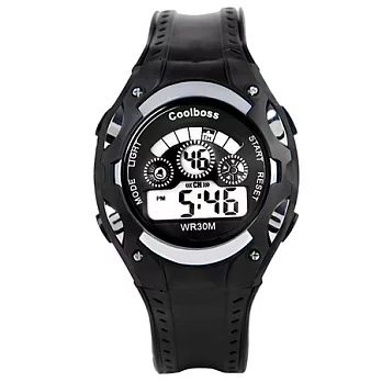 Watch-123 型男日誌-七彩炫光街頭潮流電子腕錶 (5色任選)黑色