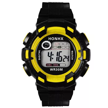 Watch-123 武士之戰-潮選大螢幕多功能電子腕錶 (5色任選)黃色