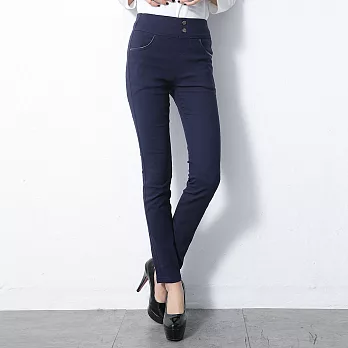 【模兒空間AMOR SPACE】S2041簡約極致斜紋刷絨褲35藍