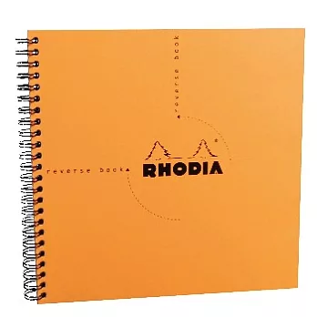 【Rhodia】Classic_翻轉方形線圈筆記本(方眼/白內頁)(橘)(21x21cm)