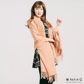 【KT】皮草邊羊毛披肩圍巾(3色)-FREE杏