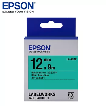 EPSON 愛普生LK-4GBP C53S654405標籤帶(粉彩12mm )綠黑