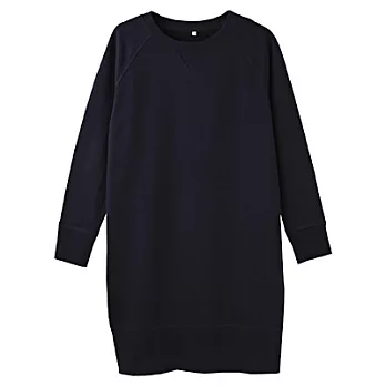 [MUJI無印良品]女有機棉裏毛長袖洋裝M暗藍