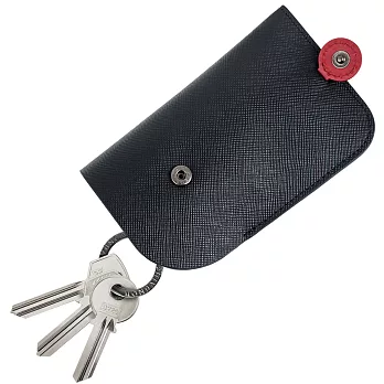 MONDIANE 瑞士國鐵隱藏式拉環牛皮鑰匙包-十字紋黑