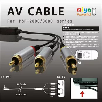 [ZIYA] SONY PSP2000 / PSP3000 AV Cable 視訊傳輸線 RGB 三插頭 (金屬接頭)