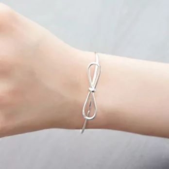 AmaZing 8字型蝴蝶結符號簡約C開口金屬手環 (3色可選)銀白