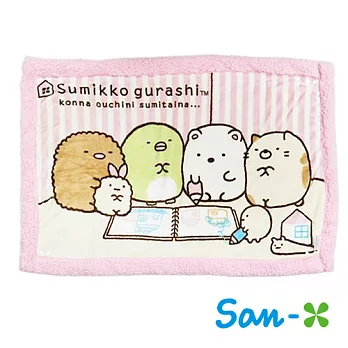 【日本進口San-X正版】角落生物/角落公仔 四用毛毯/披肩/珊瑚毯-粉色塗鴉款