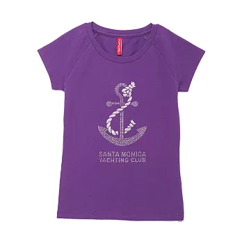 TOP GIRL-船錨燙鑽圓領T恤 S紫