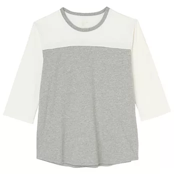 [MUJI無印良品]男有機棉拼接七分袖T恤M柔白