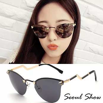 Seoul Show 閃耀三角鑽貓眼太陽眼鏡 8023黑金