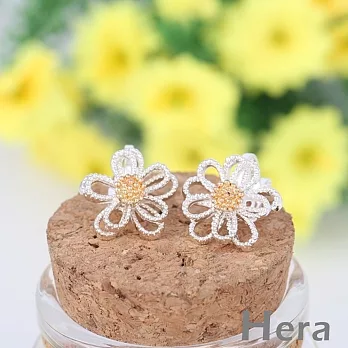【Hera】赫拉 篓空雛菊無耳洞夾式耳環/耳環-2色(白色)