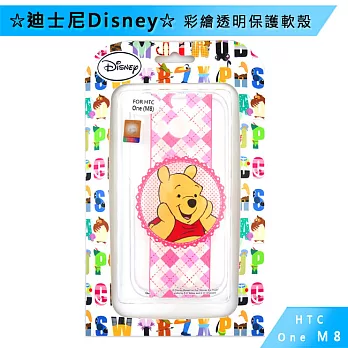 迪士尼Disney HTC ONE M8 彩繪透明保護軟殼維尼