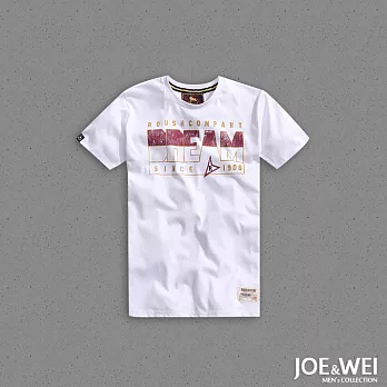 【JOE & WEI】雙色英字破版短TEE(3色)-M-XL　XL白