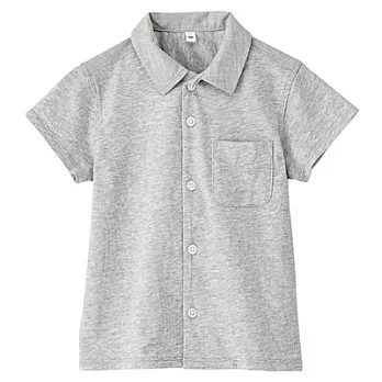 [MUJI無印良品]幼兒有機棉輕鬆活動舒適拼接平織布短袖襯衫100灰色