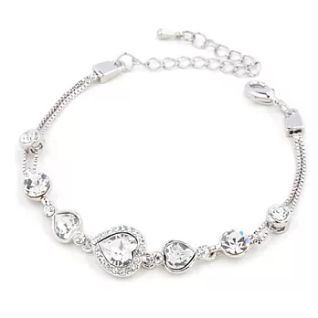 AmaZing 三顆心-璀璨華麗奧地利水晶手鍊 (3色任選)白色