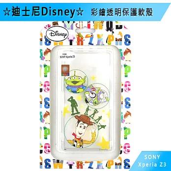 迪士尼Disney Sony Xperia Z3 5.2吋 彩繪透明保護軟殼圈圈 玩具總動員