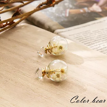 【卡樂熊】鑽石花花世界大力丸耳環-乾燥小花