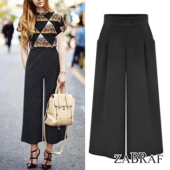 【BR】純色直筒九分寬口褲-黑色(M-XXL可選)L黑