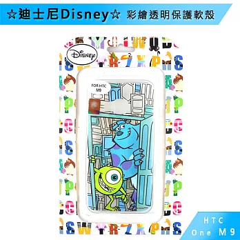 迪士尼Disney HTC ONE M9 彩繪透明保護軟殼滿滿毛怪&華斯基