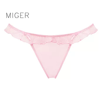 [MIGER密格內衣]波浪裙擺水玉蝴蝶性感中低腰丁字褲-8260-台灣製-FREE粉色