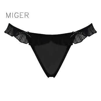 [MIGER密格內衣]波浪裙擺水玉蝴蝶性感中低腰丁字褲-8260-台灣製-FREE黑色