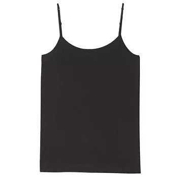 [MUJI無印良品]女有機棉混彈性無側縫細肩帶L黑色