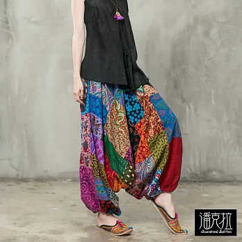 【潘克拉】尼泊爾拼布飛鼠褲-F FREE拼布