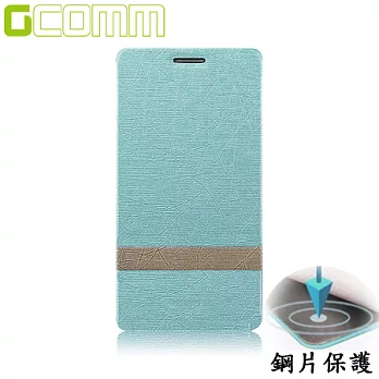 GCOMM iPhone 6/6S 4.7吋 柳葉紋鋼片惻翻皮套海水藍
