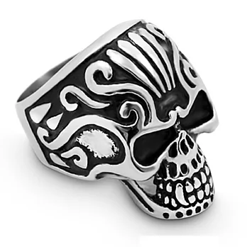 AmaZing 魔法精靈-巴洛克復古花紋骷顱頭戒指 (美規10號)