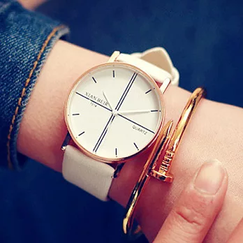 Watch-123 青年萬能-復古時尚中性簡約個性手錶 (5色任選)白色