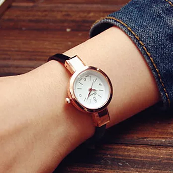 Watch-123 王牌女神-時尚小錶盤氣質細帶圓形手錶 (4色任選)黑色