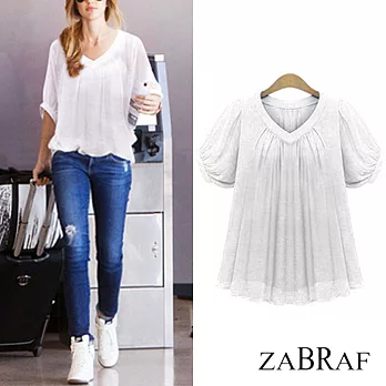 【BR】氣質拼接時尚雪紡上衣-共3色(XL-3XL可選)XL白色