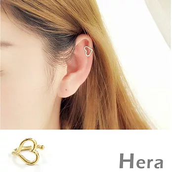 【Hera】赫拉 鏤空線條無耳洞耳環/耳骨夾-2色(單顆)(金色心型)