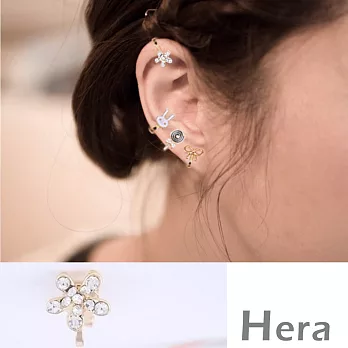 【Hera】赫拉 兔兔棒棒糖蝴蝶結小花無耳洞耳環/耳扣/耳骨夾-單顆-(小花)