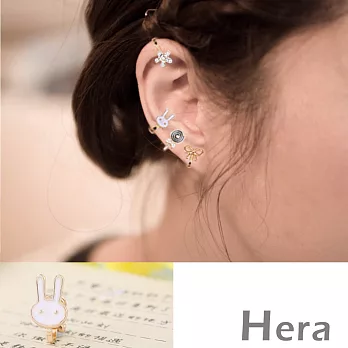 【Hera】赫拉 兔兔棒棒糖蝴蝶結小花無耳洞耳環/耳扣/耳骨夾-單顆-(兔兔)
