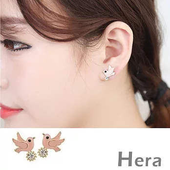 【Hera】赫拉 釉彩鴿子水鑽無耳洞耳環/耳扣/耳骨夾-2色(1對入)-白色