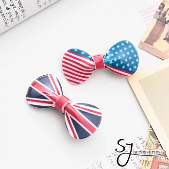 【SJ】美系國旗造型蝶結髮夾2入-英國/美國