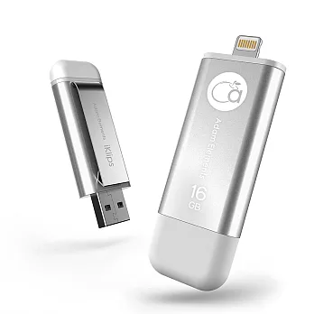 ADAM iKlips 蘋果iOS USB3.1 極速雙向隨身碟 16GB銀