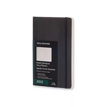 MOLESKINE 日程系列/2017年12M週記本/軟殼13*21/大型LARGE/黑