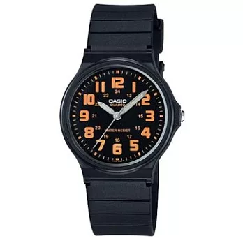 CASIO / 卡西歐休閒百搭橡膠腕錶 橘x黑 33mm / MQ-71-4B