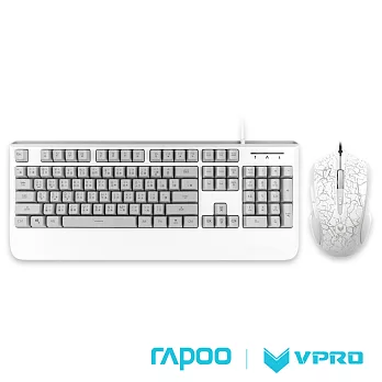 雷柏 RAPOO VPRO V110炫彩背光電競鍵盤滑鼠組白