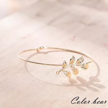 【卡樂熊】清新療癒系含羞葉金屬手環-金色